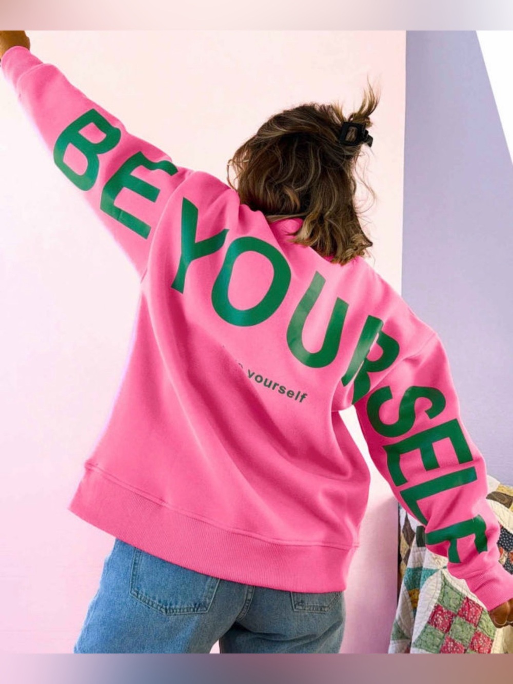 Be Yourself Pink Graphic Sweatshirt
